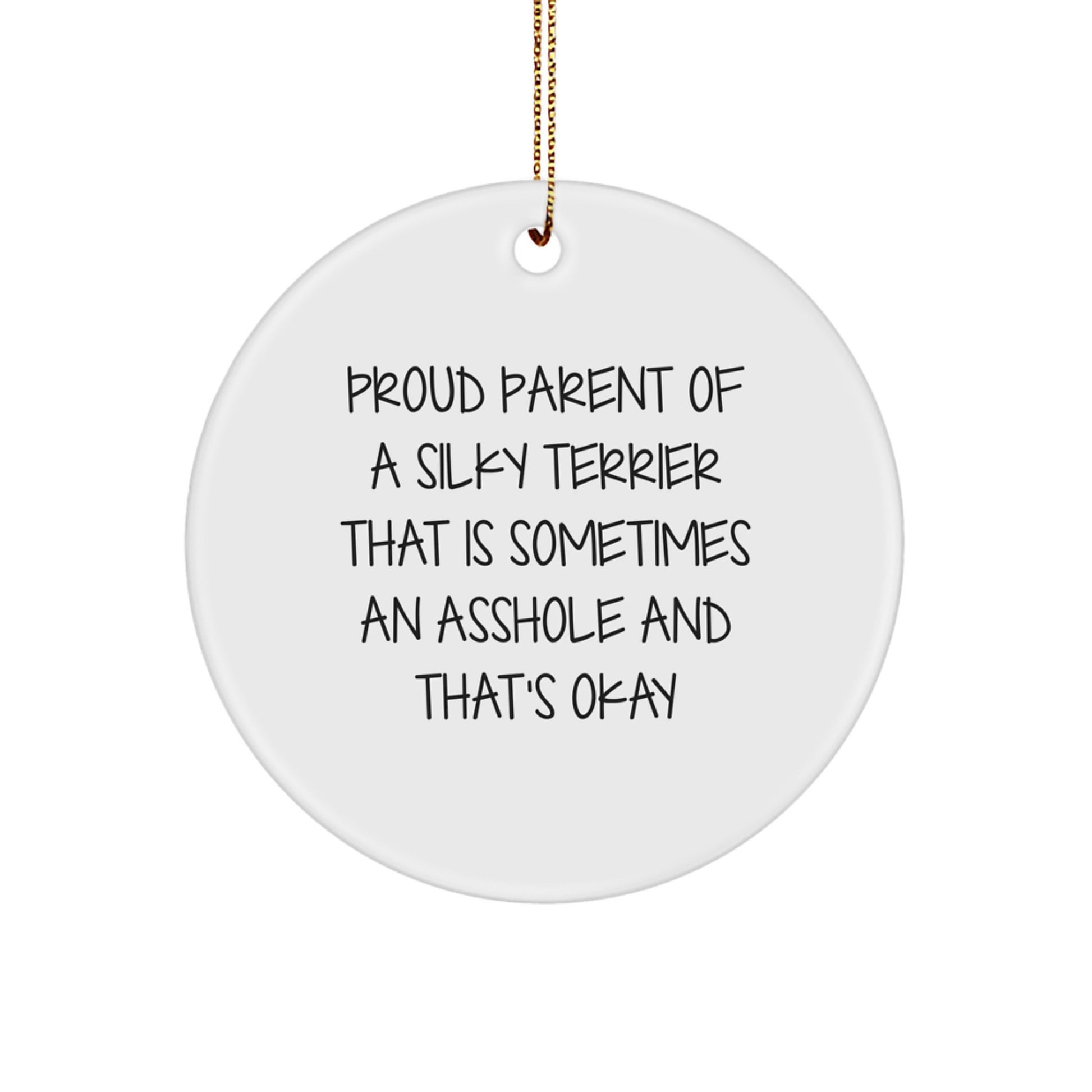 Funny Silky Terrier Dog Gifts from Men to Family - Circle Ornament for Christmas Unique Gifts - Image 1