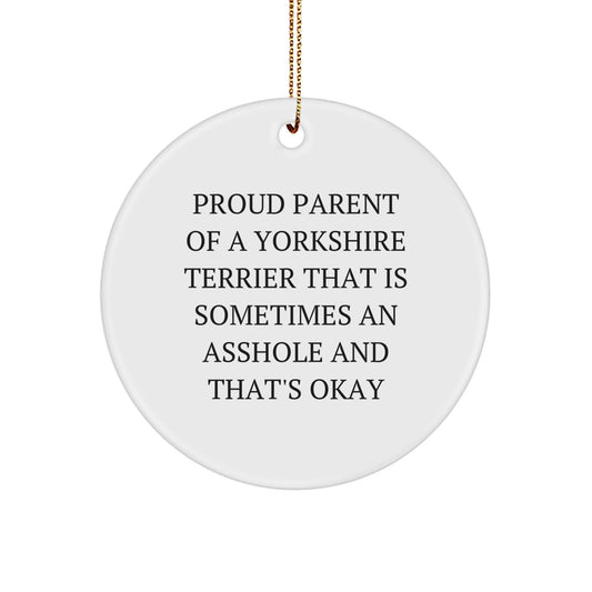 Yorkshire Terrier Dog Christmas Unique Gifts from Family for Proud Parent of Yorkshire Terrier That's Okay Circle Ornament - Image 1