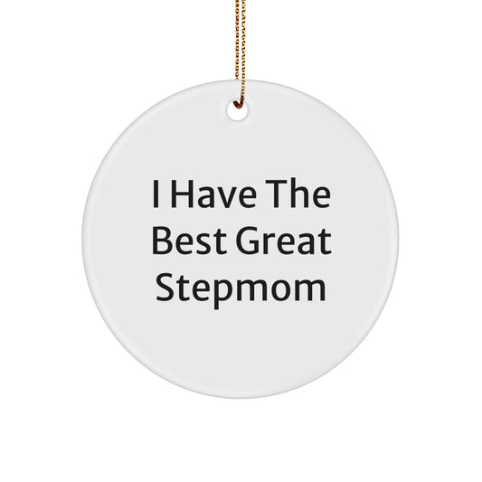 Funny Stepmom Gifts from Men to Stepmoms at Christmas Unique Circle Ornament with I Have The Best Great Stepmom Quote, Personalized, Unique, Christmas Unique Gifts for Stepmoms - Image 1