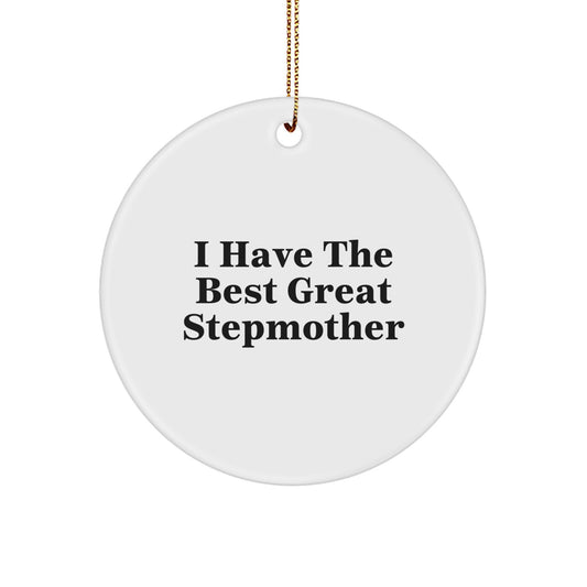 Funny Stepmother Gifts for Her from Family, Stepmom Circle Ornament, 'I Have The Best Great Stepmother' Christmas Unique Ornaments - Image 1