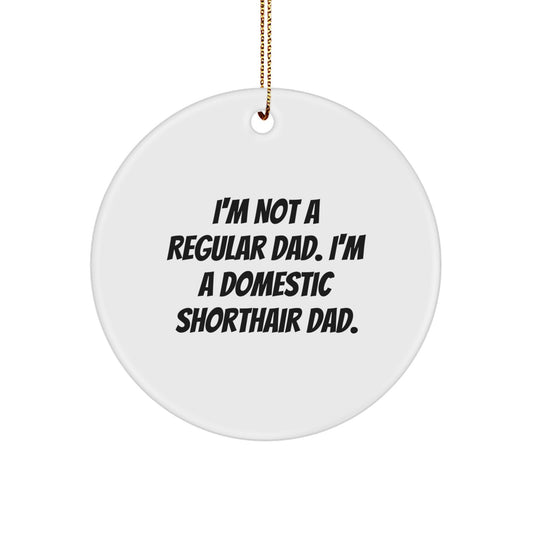 Funny Domestic Shorthair Cat Gifts for Men and Women, I'm Not a Regular Dad Circle Ornament, Unique Christmas Decorations from Family - Image 1