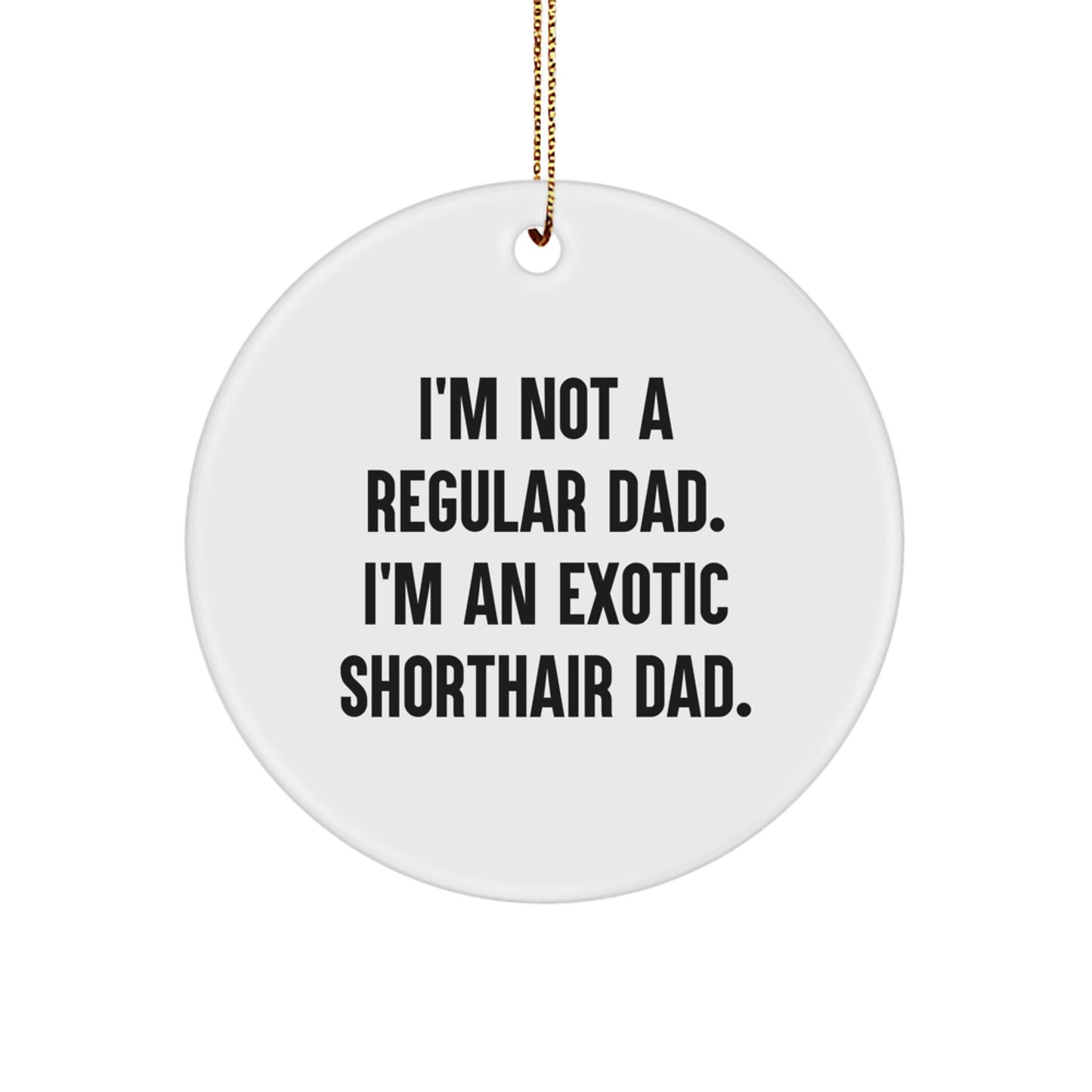 Exotic Shorthair Cat Circle Ornament Gifts from Men to Family Members for Christmas Unique Decorations with Funny Quote 'I'm Not A Regular Dad. I'm An Exotic Shorthair Dad.' - Image 1