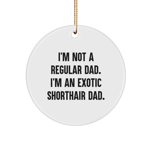 Exotic Shorthair Cat Circle Ornament Gifts from Men to Family Members for Christmas Unique Decorations with Funny Quote 'I'm Not A Regular Dad. I'm An Exotic Shorthair Dad.' - Image 1