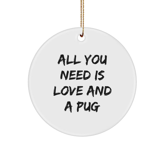 Pug Dog Lover Circle Ornament, Funny Quote Gift for Friends, Christmas Unique Gifts from Men, Pug Dog Enthusiast Circle Decoration - Image 1