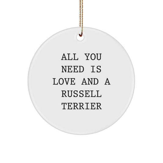 Funny Russell Terrier Dog Gifts for Christmas Circle Ornaments from Friends - Image 1