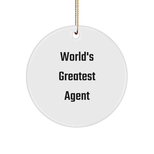 Funny Agent Quote Gifts from Friends, World's Greatest Agent, Unique Circle Ornament for Agent Men at Christmas - Image 1