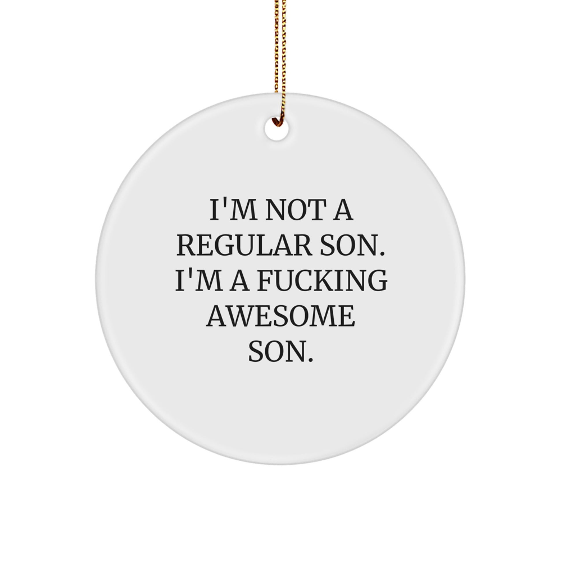 Funny Son Gifts for Him, Awesome Circle Ornaments for Christmas Unique Gifts from Family to Son - Image 1