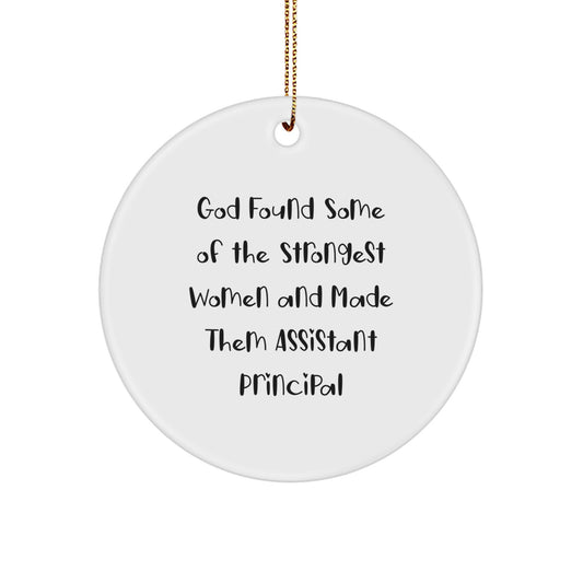 Funny Assistant Principal Gifts from Women, Inspirational Christmas Unique Ornaments for Assistant Principals, Circle Shaped MDF Wood - Image 1