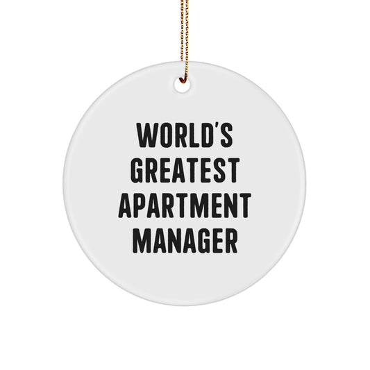 Funny Apartment Manager Gifts from Friends - Inspirational Office Ornaments for Christmas Unique Presents - 'World's Greatest Apartment Manager' Circle Decoration - Image 1