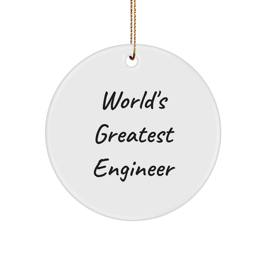 Funny Engineer Gifts for Men from World's Greatest Engineer Christmas Circle Ornament - Image 1