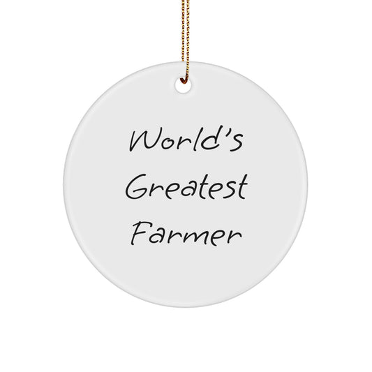 Funny Farmer Gifts from Friends, Unique Circle Ornament for Farmers, Christmas Unique Gifts for the World's Greatest Farmer - Image 1