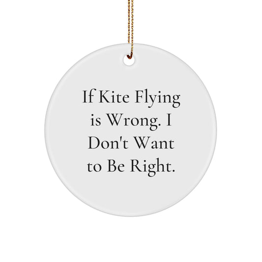 Funny Kite Flying Gifts for Men, Christmas Unique Circle Ornament with If Kite Flying Is Wrong I Don't Want To Be Right Quote, Gifts from Friends and Family - Image 1