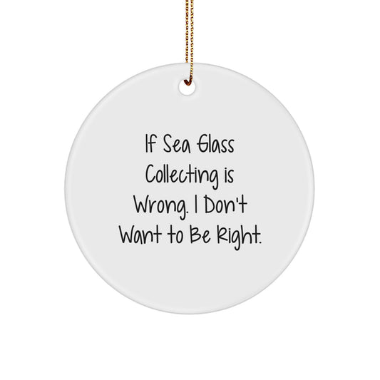 Sea Glass Collecting Gifts for Friends, Funny Circle Ornament, White, Christmas Unique Gifts from Men, For Sea Glass Collecting Enthusiasts - Image 1