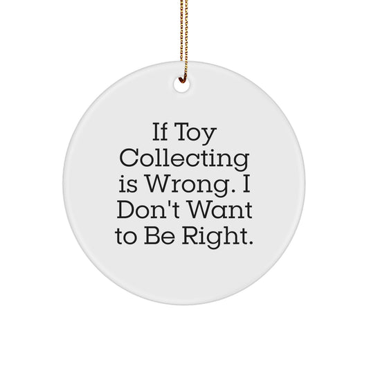 Funny Toy Collecting Gifts for Men from Friends - Unique Circle Ornament If 'Toy Collecting Is Wrong. I Don't Want To Be Right.' - Image 1