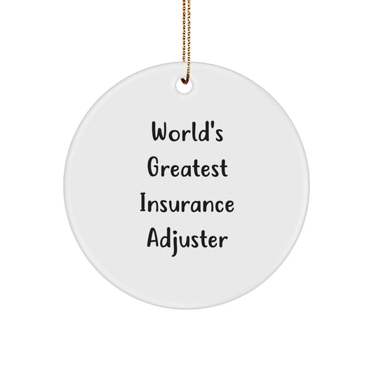 Funny Insurance Adjuster Gifts for Men, World's Greatest Insurance Adjuster Circle Ornament, Christmas Unique Gifts from Friends to Family - Image 1