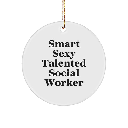 Funny Social Worker Gifts from Friends for Social Worker Men Women Circle Ornament Christmas Unique Ideas - Image 1