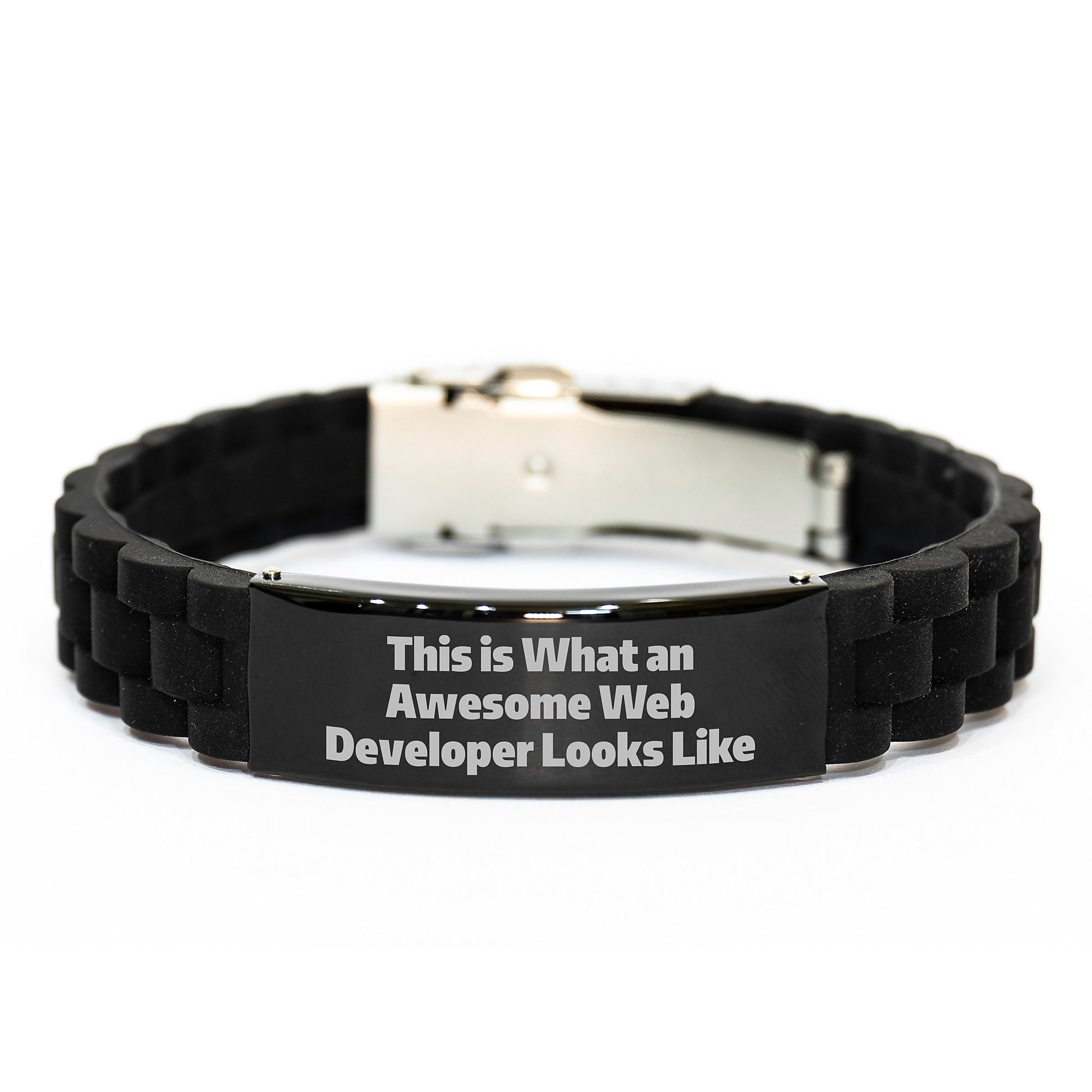 Funny Web Developer Gifts, Inspirational Glide lock Clasp Bracelet for Men, Gifts from Friends for Graduation Unique Gifts, This Is What An Awesome Web Developer Looks Like - Image 1