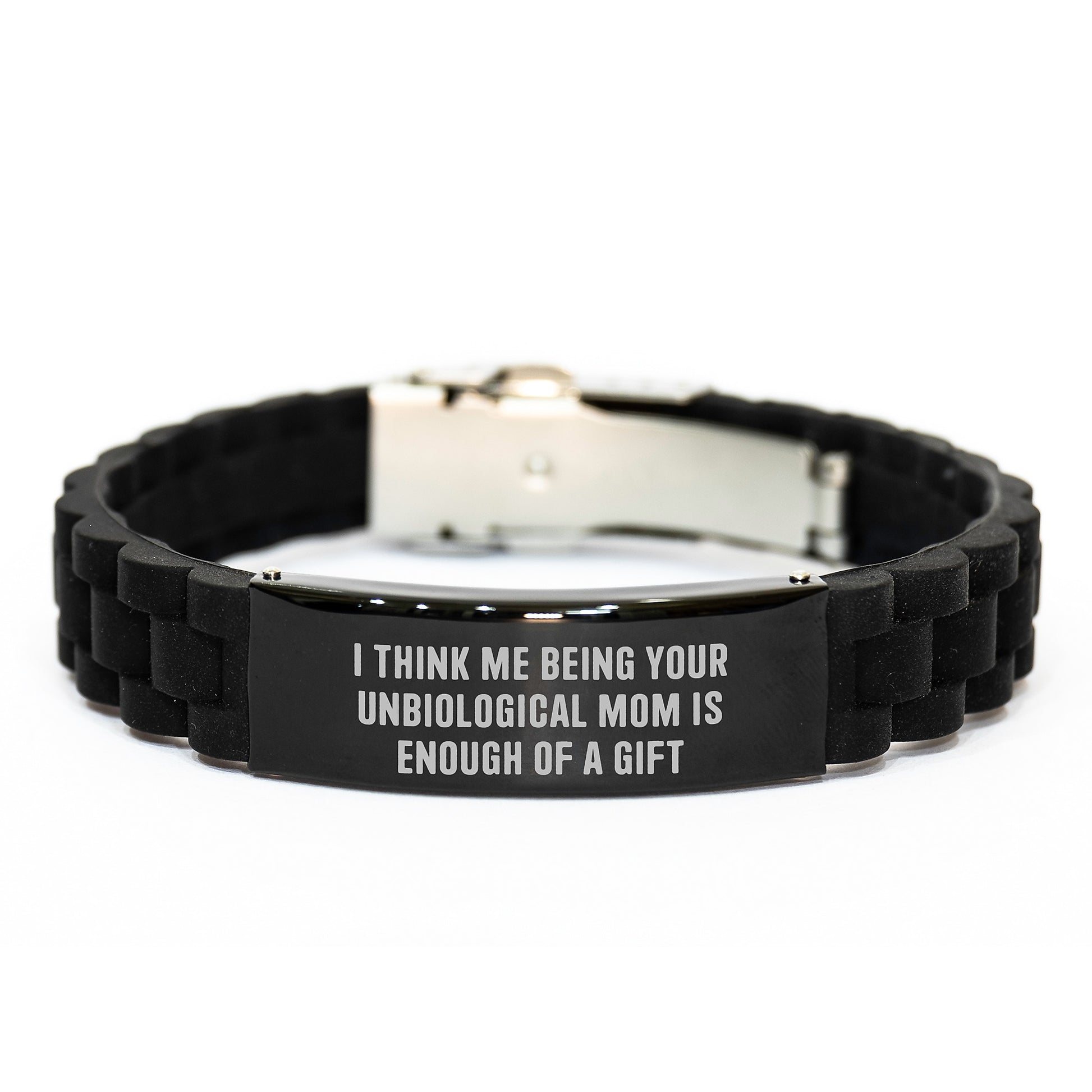 Funny Unbiological Mom Gifts for Her - Glide lock Clasp Bracelet with Quote - Gifts from Men to Family - Unique Christmas Memorable Presents for Unbiological Mom - Image 1