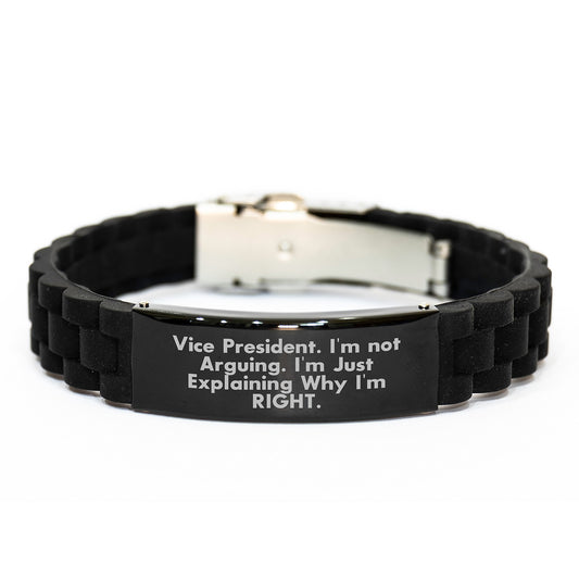 Funny Vice President Gifts, Explaining Why I'm Right Glide lock Clasp Bracelet, Black Stainless Steel Graduation Unique Gifts for Vice President from Friends - Image 1