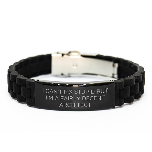 Funny Architect Gifts - I Can't Fix Stupid But I'm A Fairly Decent Architect Glide lock Clasp Bracelet for Men Women Friends Coworkers Family Christmas Unique Gifts - Image 1