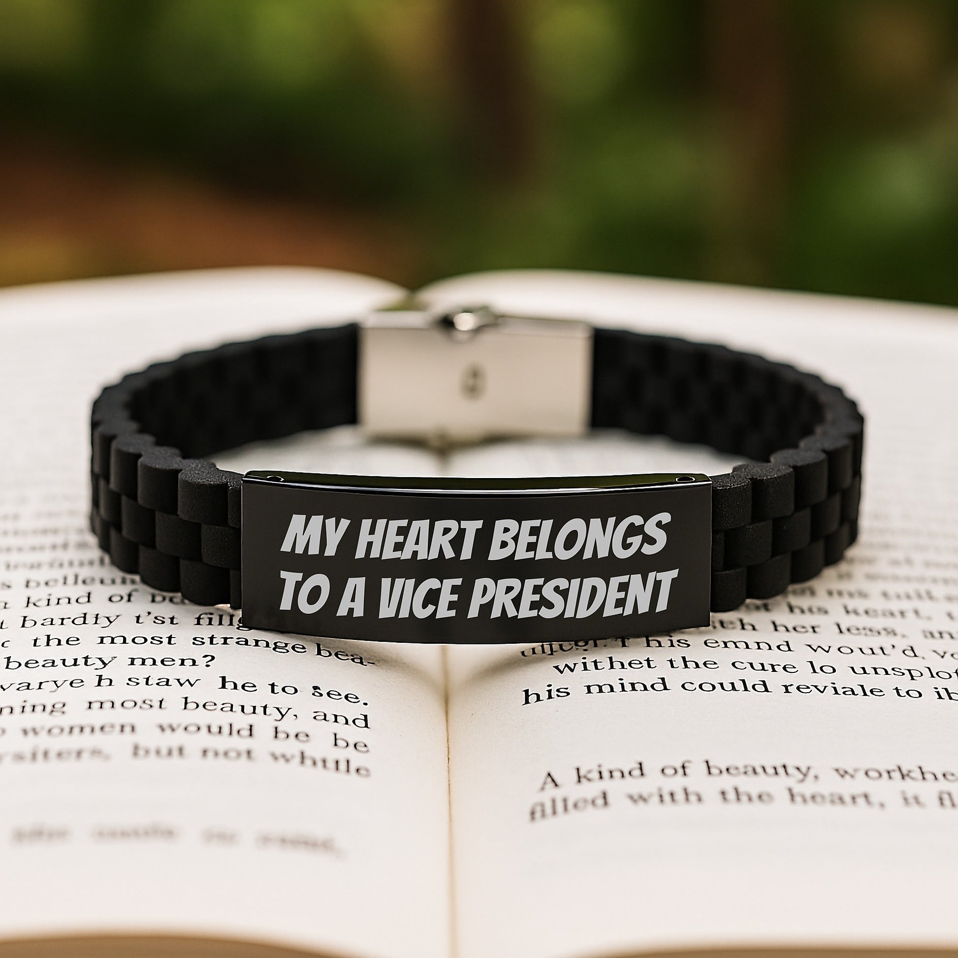 Funny Vice President Gifts for Men, Women, Friends or Family - Graduation Unique Gifts from Friends - My Heart Belongs To A Vice President Glide lock Clasp Bracelet - Image 2