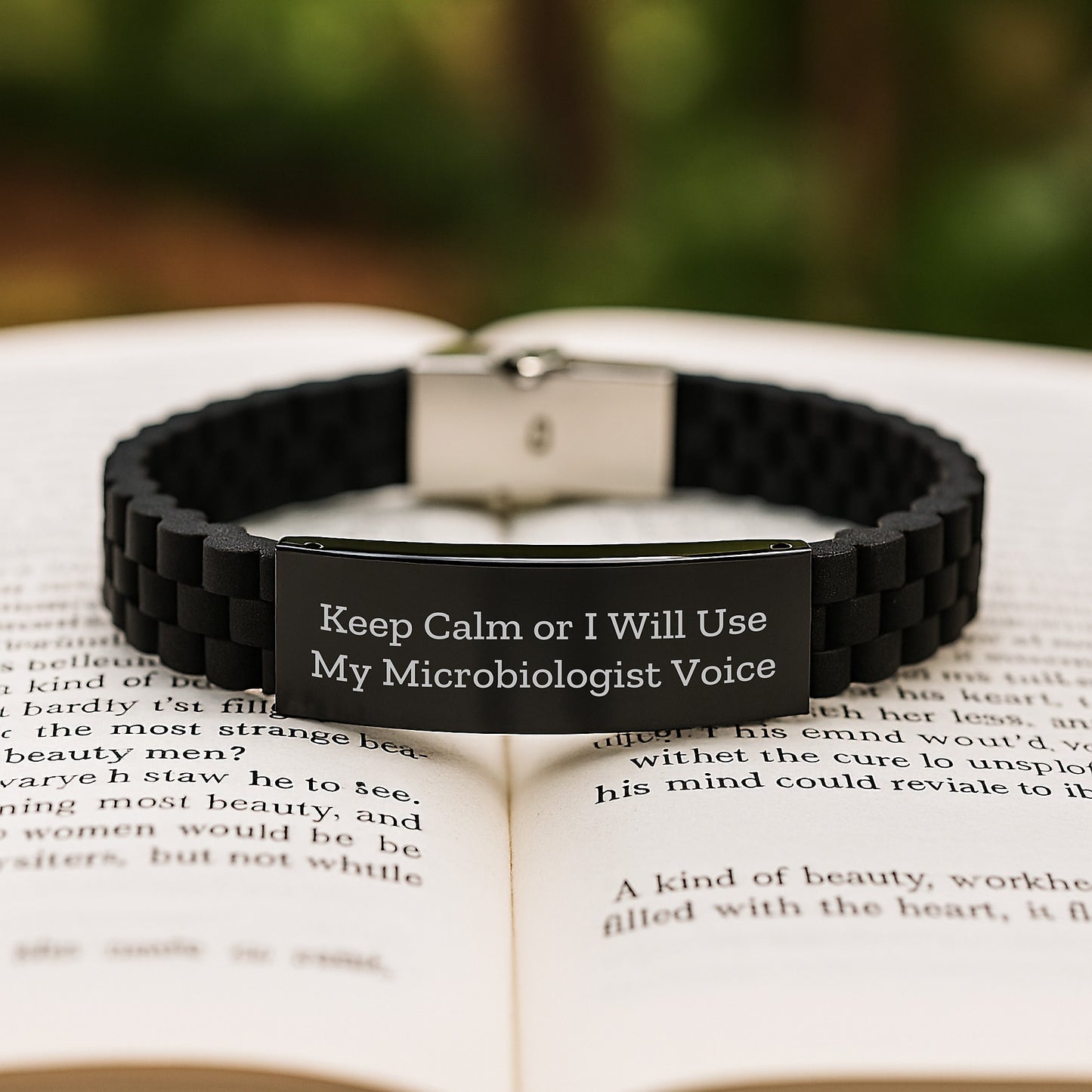 Funny Microbiologist Christmas Unique Gifts for Men from Friends, Glide lock Clasp Bracelet, Keep Calm Or I Will Use My Microbiologist Voice - Image 2
