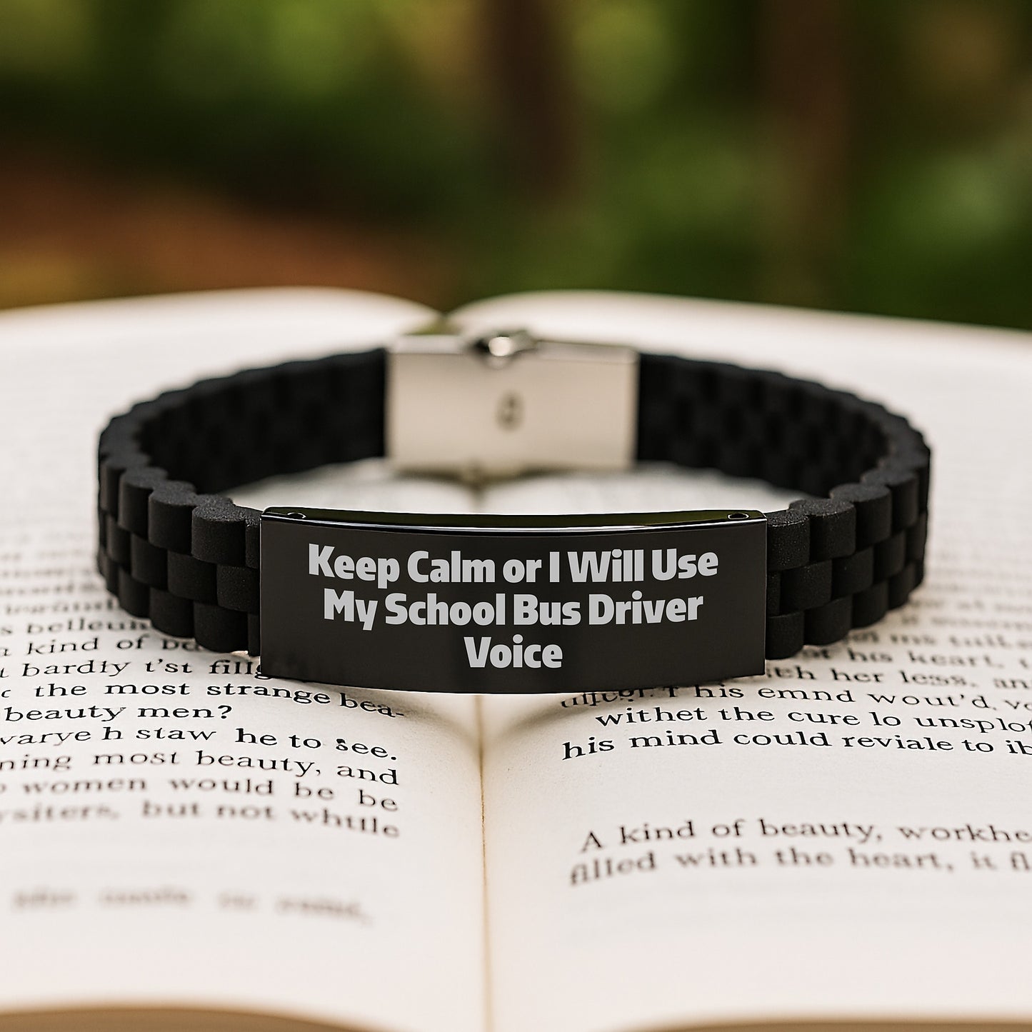Funny School Bus Driver Gifts for Him - Keep Calm Or I Will Use My School Bus Driver Voice Glide lock Clasp Bracelet, Christmas Unique Gifts from Family to School Bus Driver - Image 2