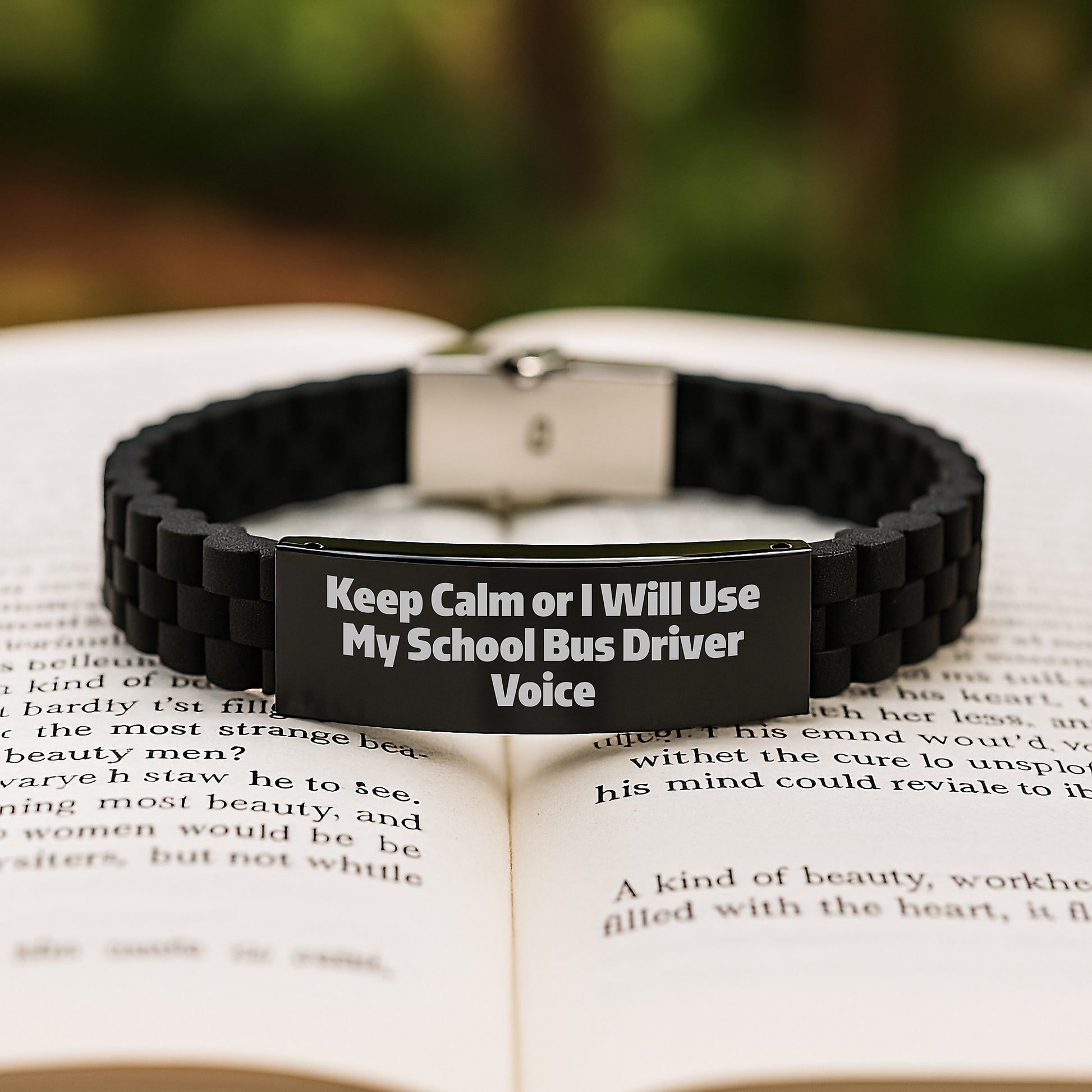 Funny School Bus Driver Gifts for Him - Keep Calm Or I Will Use My School Bus Driver Voice Glide lock Clasp Bracelet, Christmas Unique Gifts from Family to School Bus Driver - Image 2