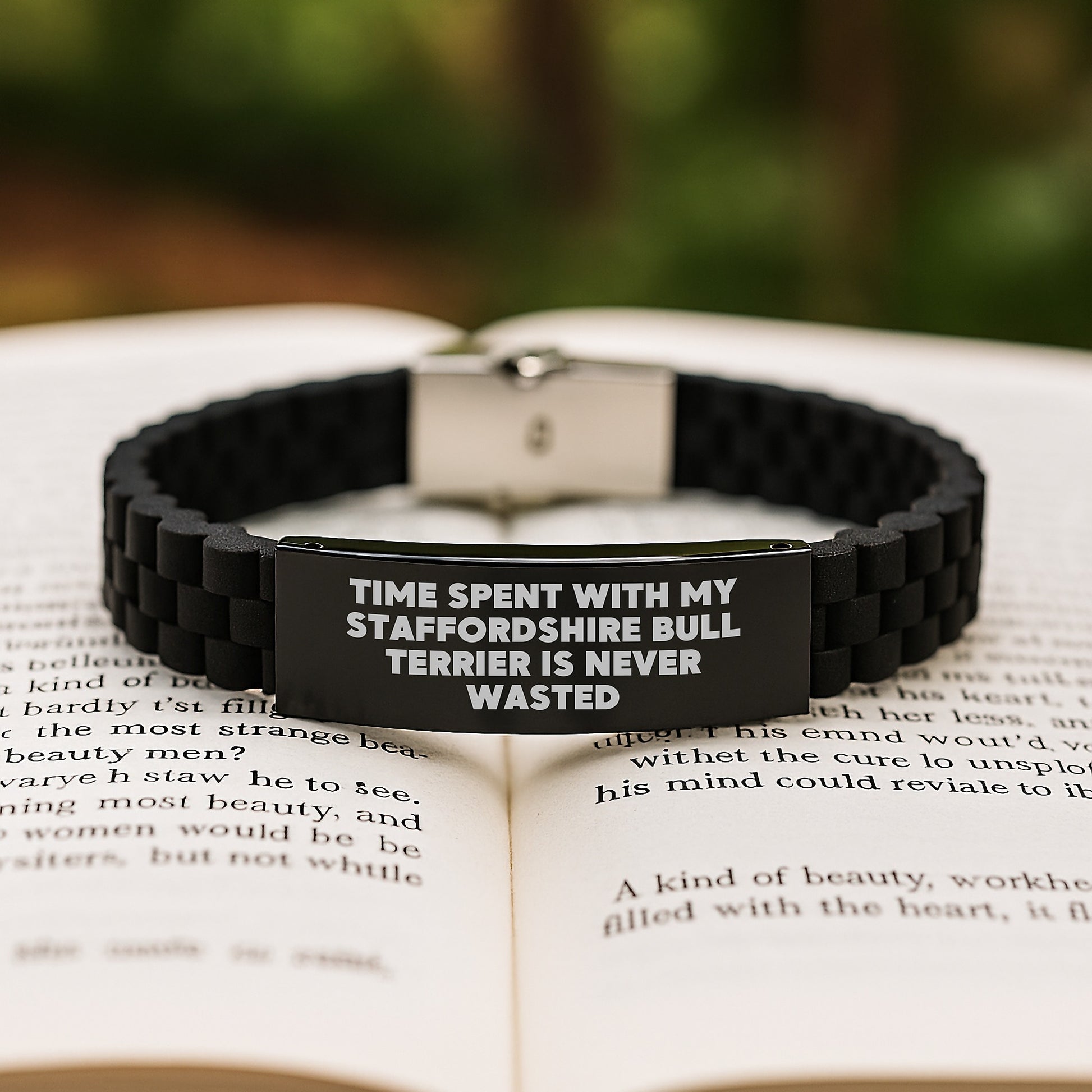 Staffordshire Bull Terrier Dog Gifts - Funny Quote Inspired Glide lock Clasp Birthday Jewelry from Men to Women, Adjustable Silicone and Stainless Steel for Staffordshire Bull Terrier Lovers - Image 2