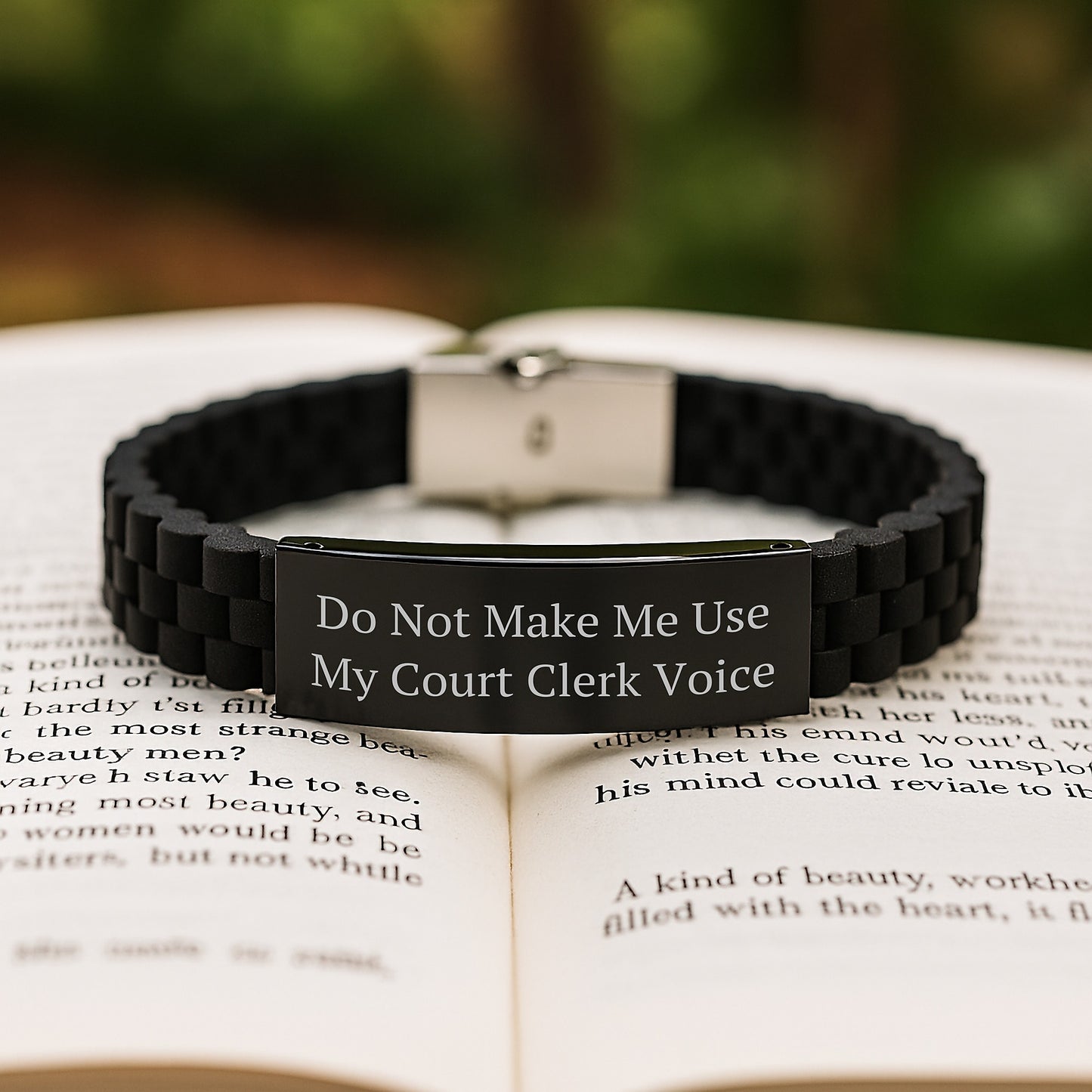 Fun Court Clerk Gifts from Friends, Christmas Unique Presents for the Court Clerk in Your Life, Glide lock Clasp Black Stainless Steel Bracelet - Image 2