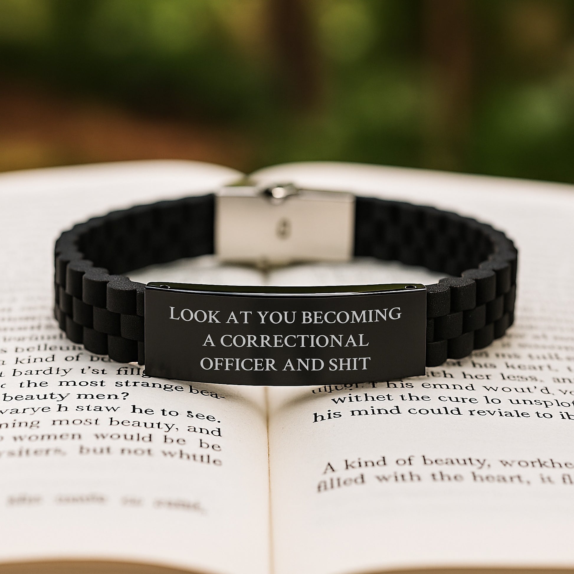 Funny Correctional Officer Gifts from Friends - 'Look At You Becoming A Correctional Officer And Shit' Glide lock Clasp Bracelet for Men and Women Graduation Unique Gifts - Image 2