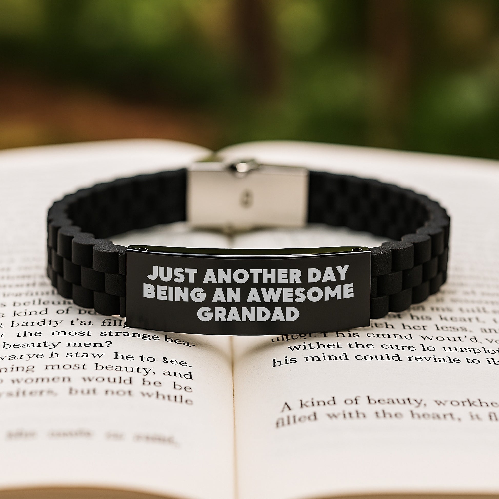 Gifts from Family Members to Grandad, Funny Inspirational Grandad Quotes Glide lock Clasp Bracelet for Men, Unique Christmas Unique Gifts for Grandad - Image 2