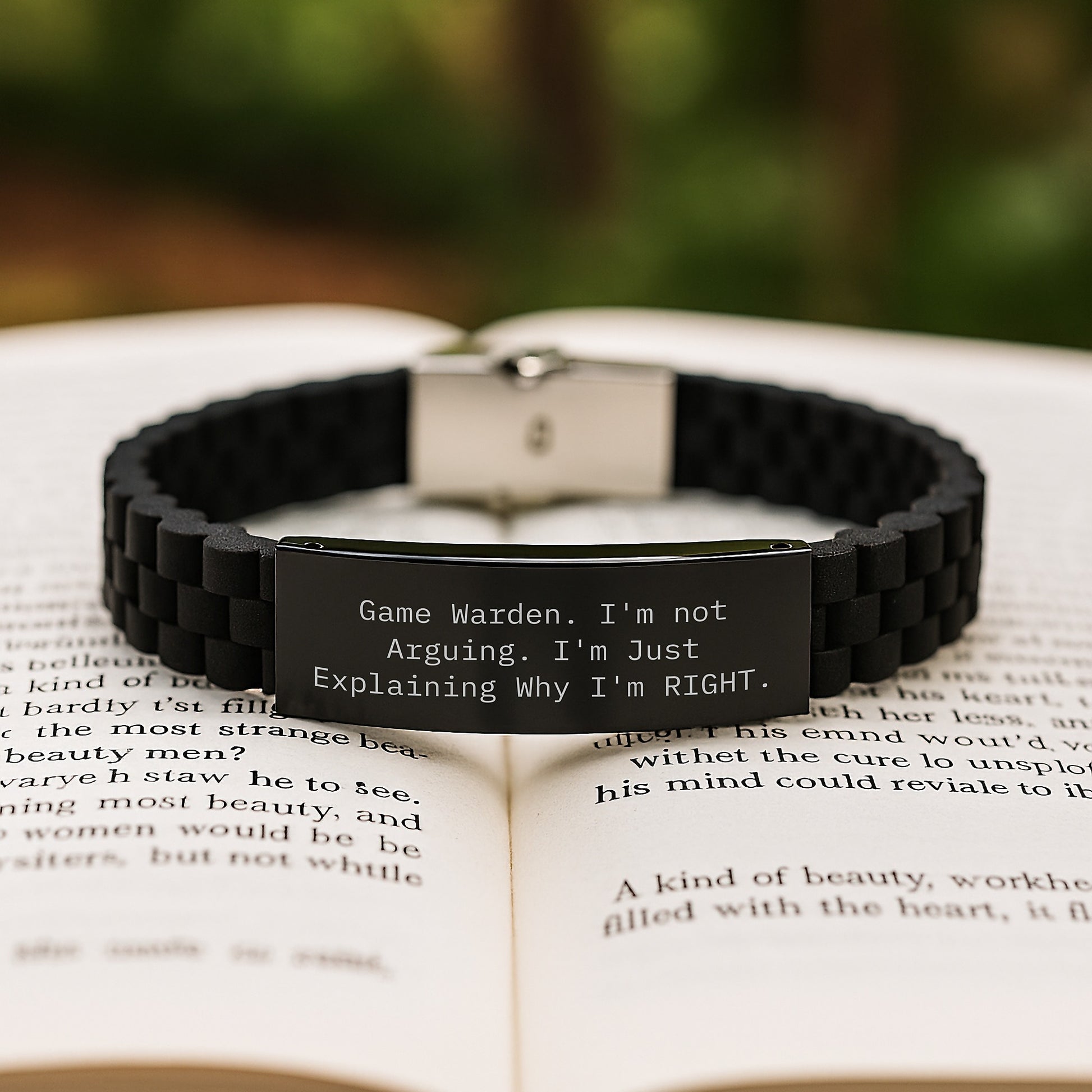 Funny Game Warden Gifts from Men - Glide lock Clasp Bracelet for Him, 'I'm Not Arguing. I'm Just Explaining Why I'm Right.' - Graduation Unique Gifts - Image 2
