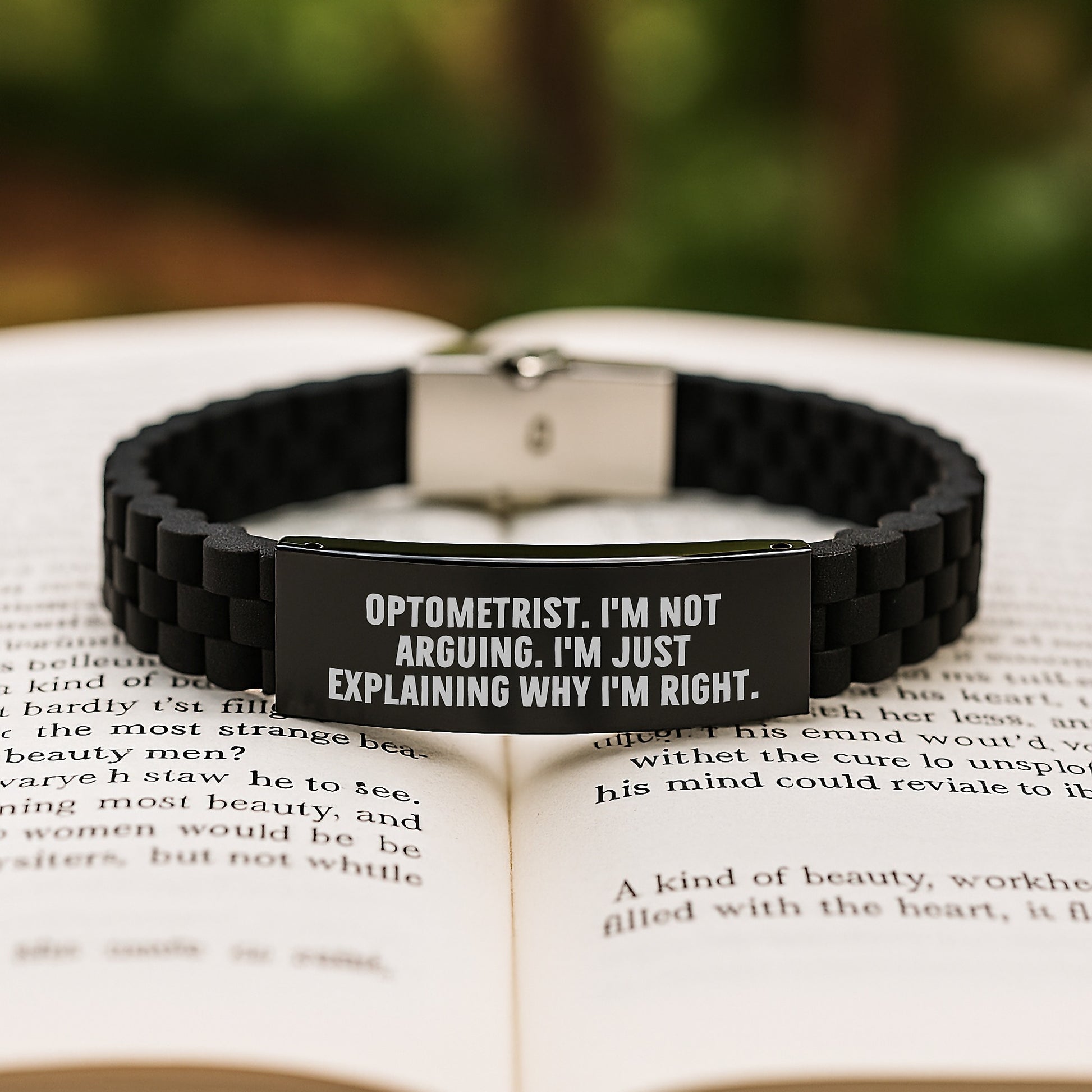 Optometrist Gifts from Friends, 'I'm Not Arguing. I'm Just Explaining Why I'm Right.' Funny Glide lock Clasp Bracelet for Graduation Unique Gifts for Men - Image 2