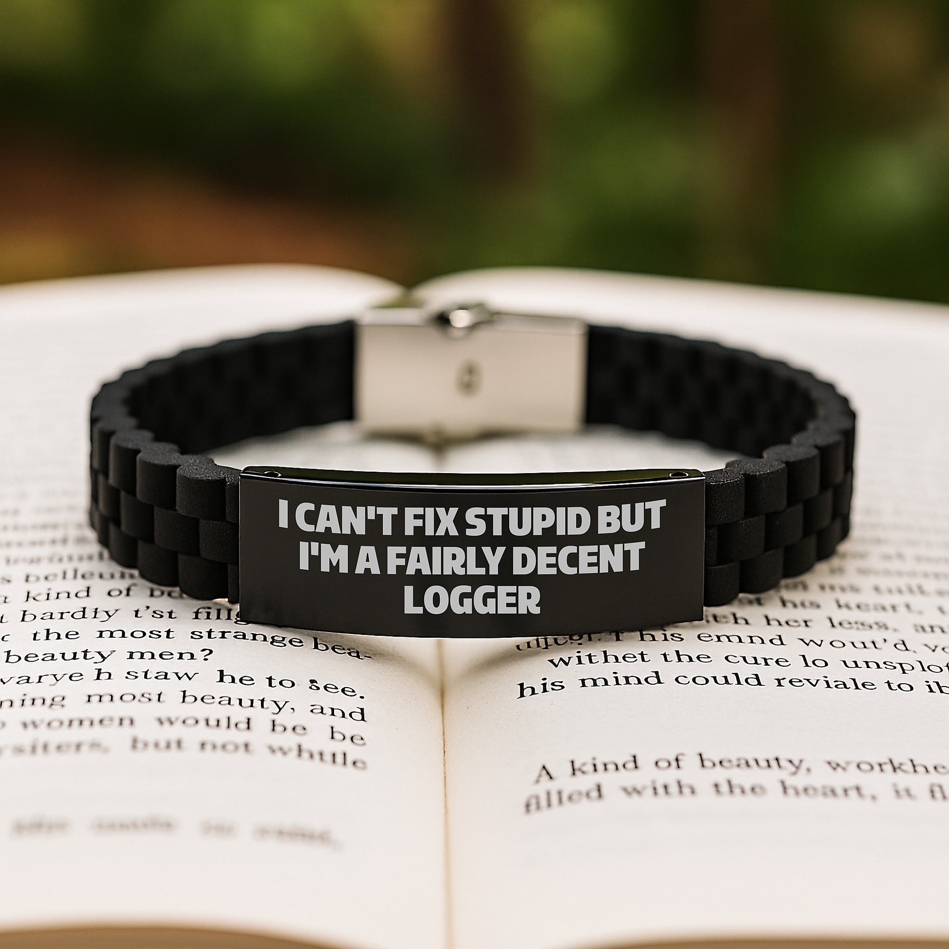 Funny Logger Gifts for Men, Inspirational Logger Quotes Graduation Unique Gifts from Friends or Family, Glide lock Clasp Bracelet for Logger Enthusiasts - Image 2