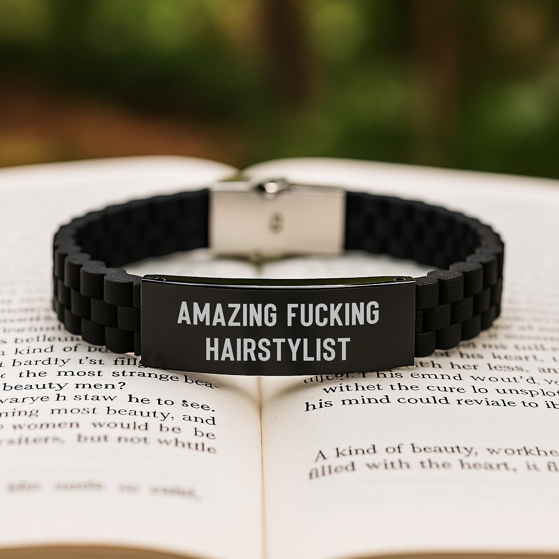 Funny Hairstylist Gifts, Amazing Hairstylist Quote, Birthday Unique Gifts from Friends to Hairstylist, Glide lock Clasp Bracelet - Image 2