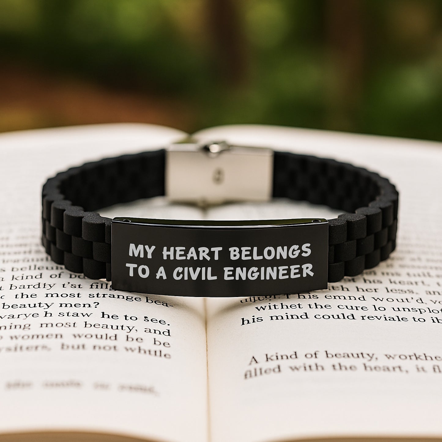 Funny Civil Engineer Gifts from Friends for Men Graduation Unique Glide lock Clasp Bracelet - Silver Black Stainless Steel - Image 2
