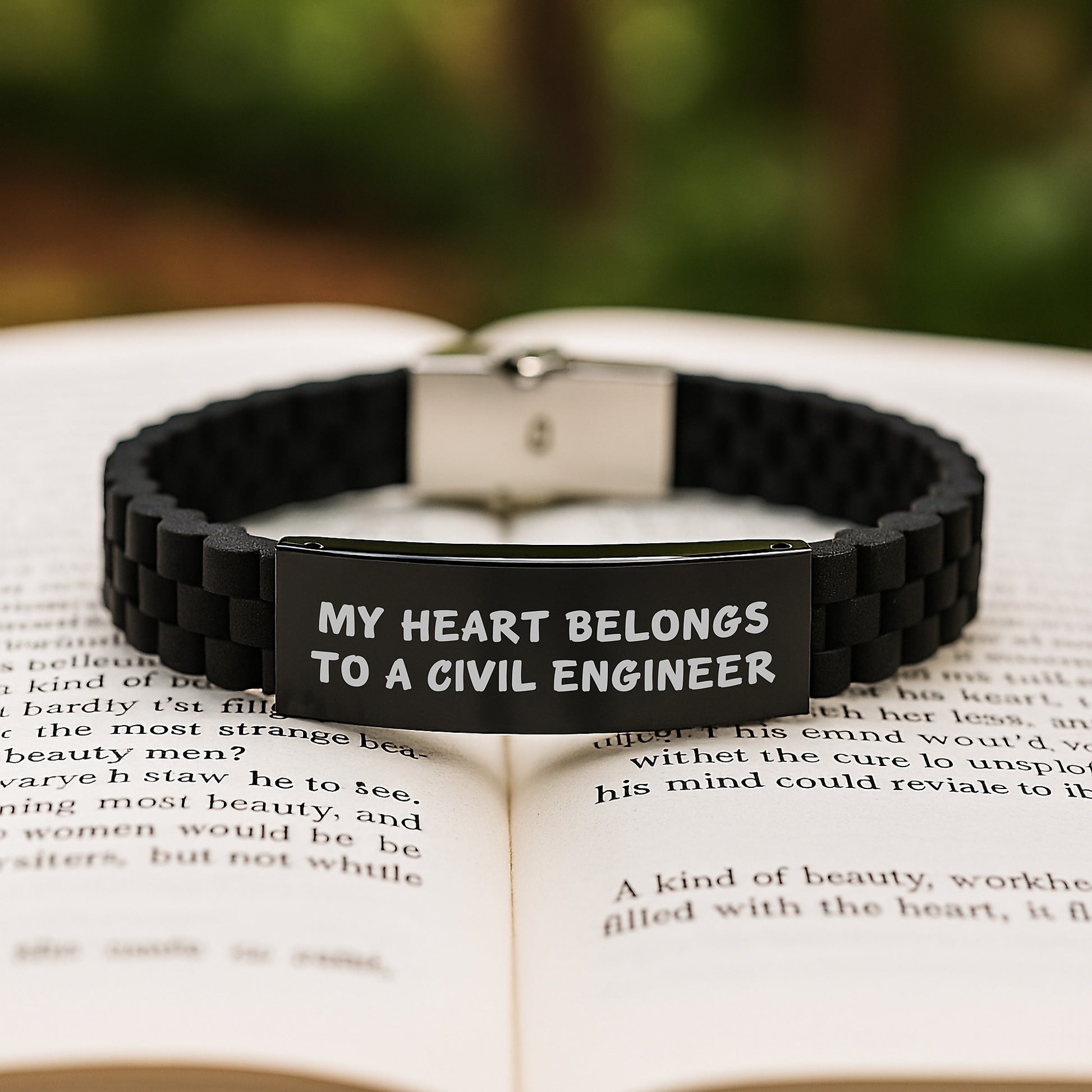 Funny Civil Engineer Gifts from Friends for Men Graduation Unique Glide lock Clasp Bracelet - Silver Black Stainless Steel - Image 2