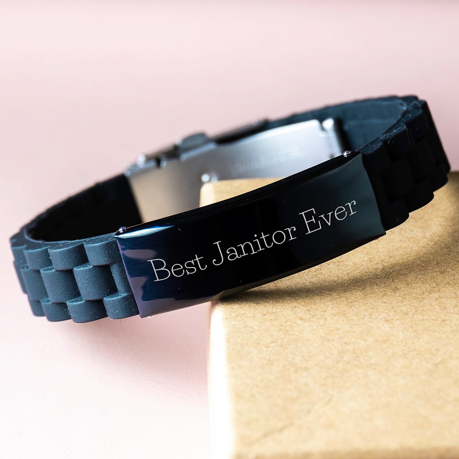 Funny Janitor Gifts from Friends - Best Janitor Ever Glide lock Clasp Bracelet for Men and Women Graduation Unique Gifts - Image 3