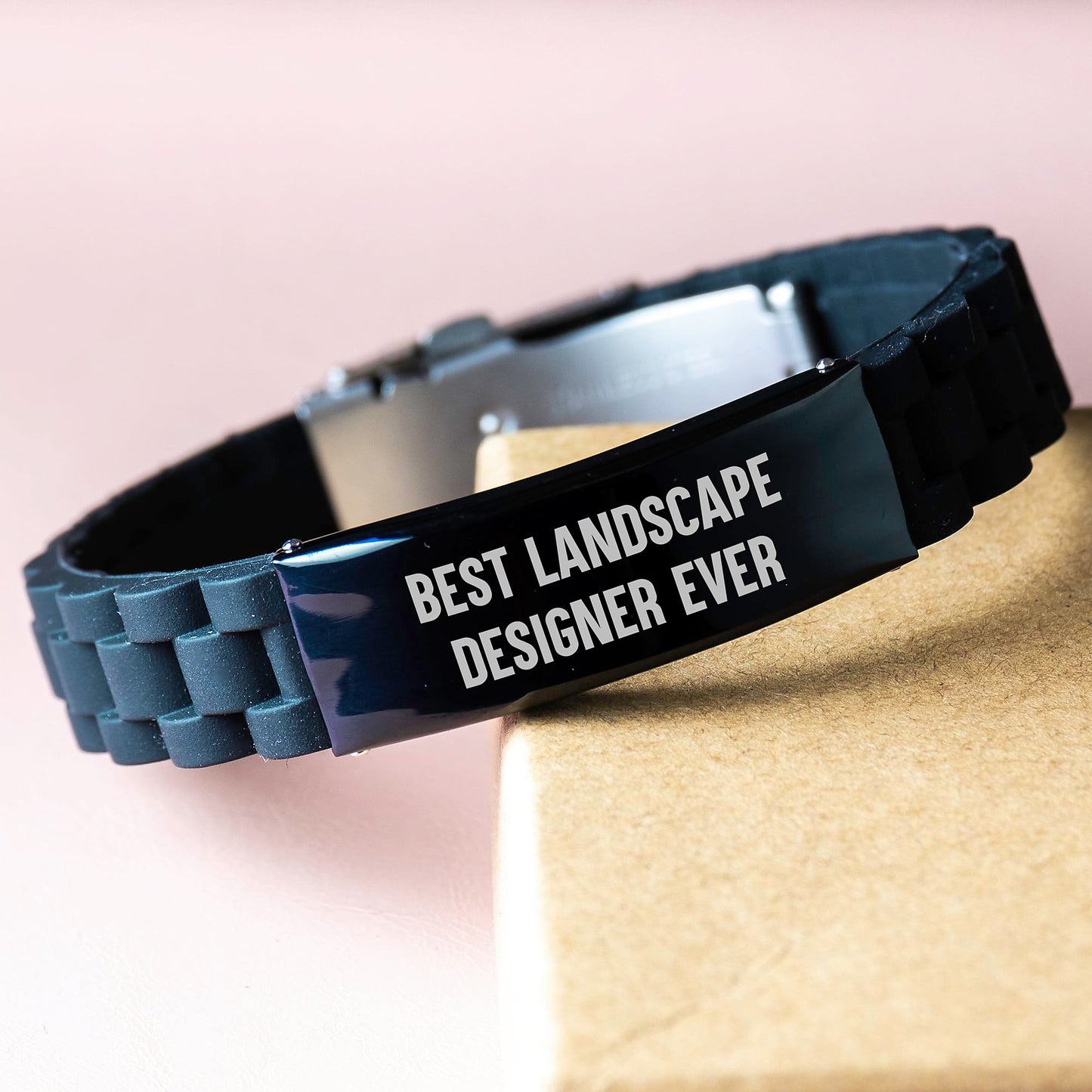 Funny Gift for Best Landscape Designer Ever, Unique Valentine's Unique Gifts from Friends to Landscape Designer, Silver Glide lock Clasp Bracelet - Image 3