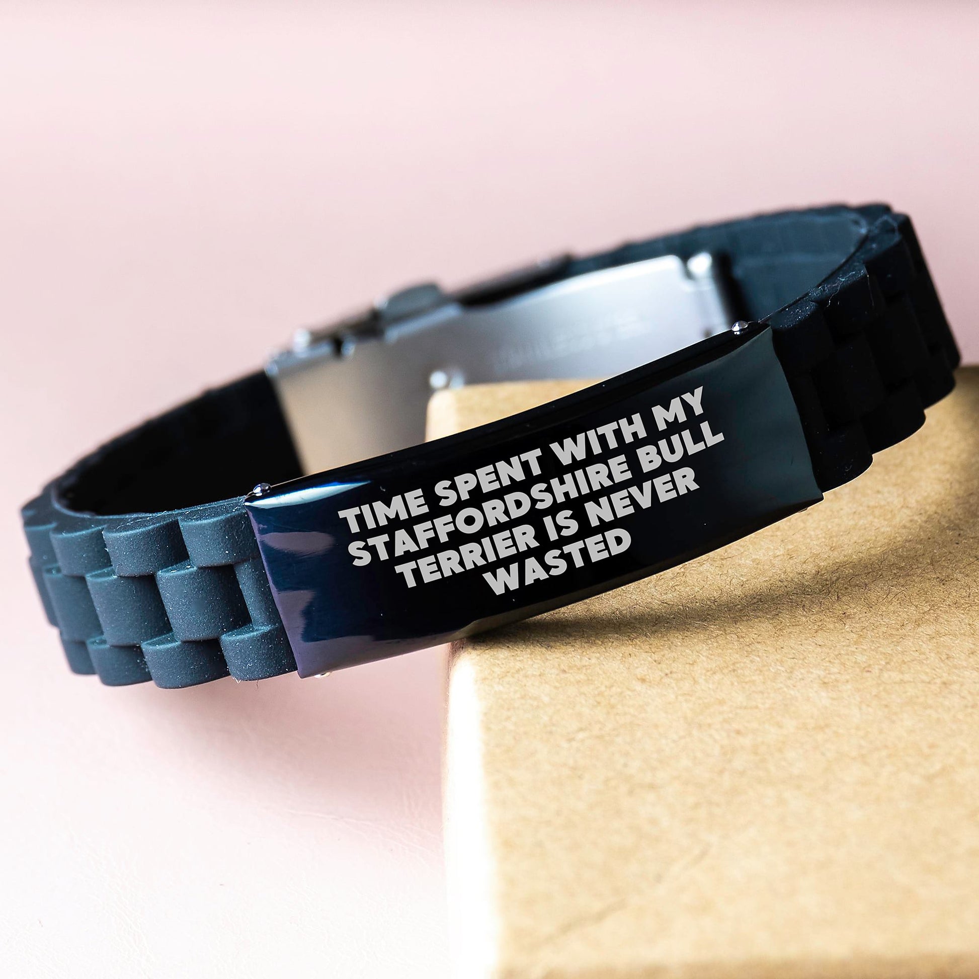 Staffordshire Bull Terrier Dog Gifts - Funny Quote Inspired Glide lock Clasp Birthday Jewelry from Men to Women, Adjustable Silicone and Stainless Steel for Staffordshire Bull Terrier Lovers - Image 3
