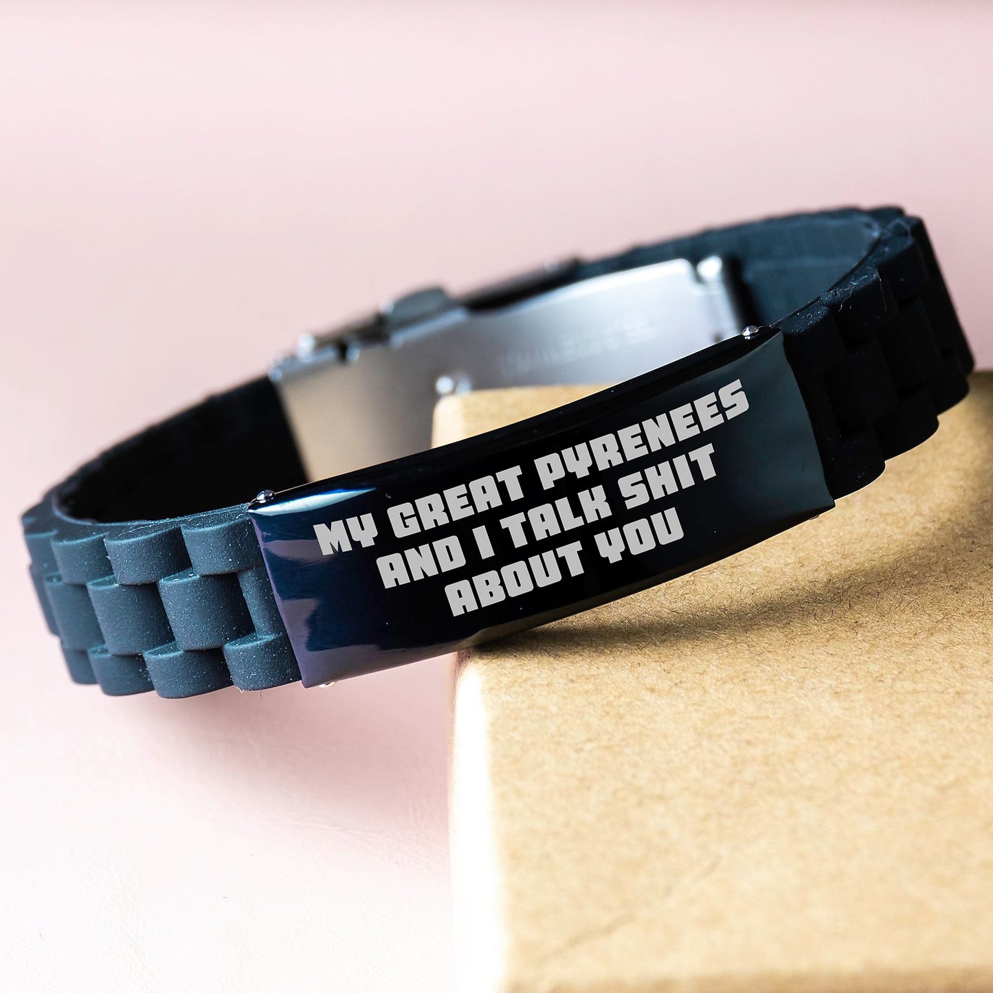 Funny Great Pyrenees Dog Mom Gifts from Men - Great Pyrenees Dog Mother's Day Unique Gifts for Women with Glide lock Clasp Bracelet and My 'Great Pyrenees And I Talk Shit About You' Quote - Image 3