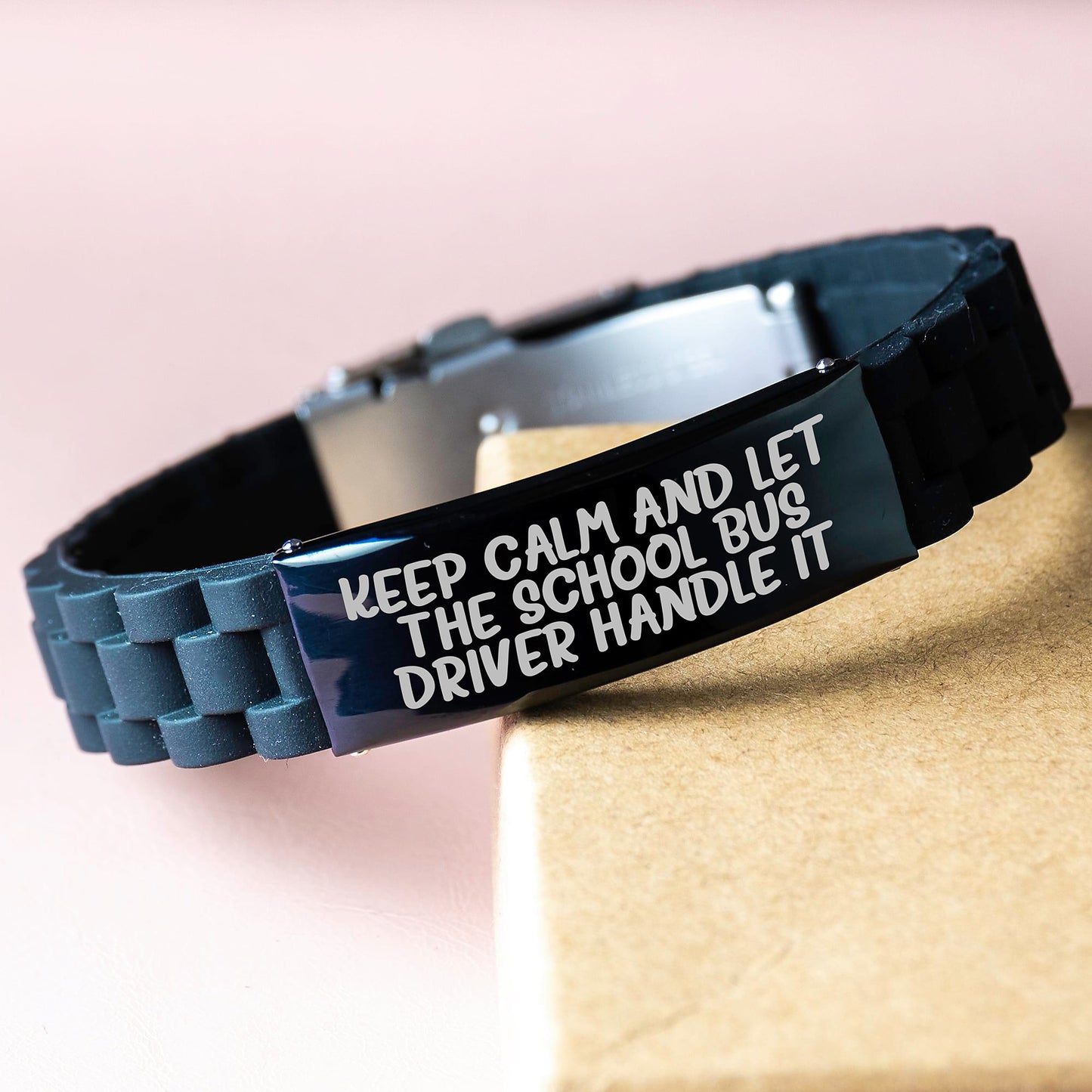 Funny School Bus Driver Gifts, Birthday Unique Gifts for School Bus Driver, Glide lock Clasp Bracelet with 'Keep Calm And Let The School Bus Driver Handle It' Quote, Gifts from Men to Women Friends - Image 3