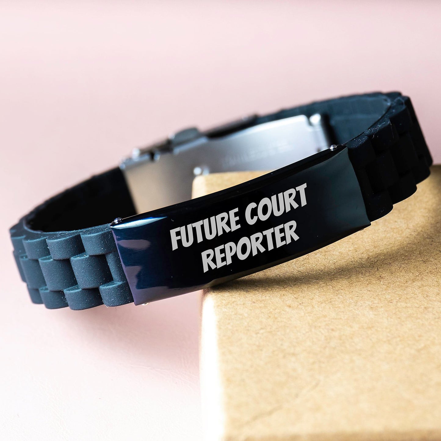 Funny Future Court Reporter Gifts from Friends, Unique Birthday Unique Glide lock Clasp Bracelet with Court Reporter Quote, for Court Reporter, Men, Women, or Coworkers. - Image 3