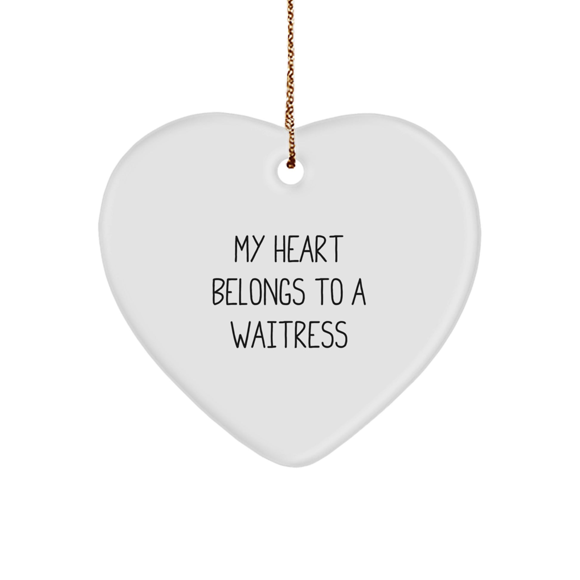 Funny Waitress Gifts for Christmas - My Heart Belongs To A Waitress Heart Ornament - Image 1