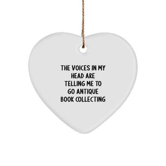 Funny Antique Book Collecting Heart Ornament, Gifts from Women for Antique Book Lovers, Christmas Unique Gifts for Men Who Adore Books - Image 1