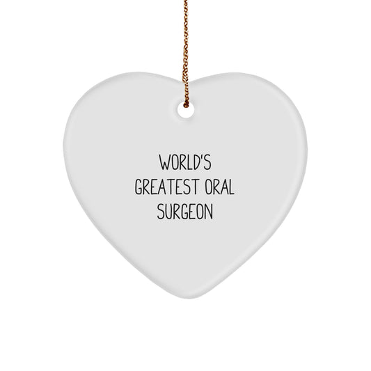 Funny Gifts from Friends for Oral Surgeon World's Greatest Christmas Ornament, Heart Shaped, White, Unique - Image 1