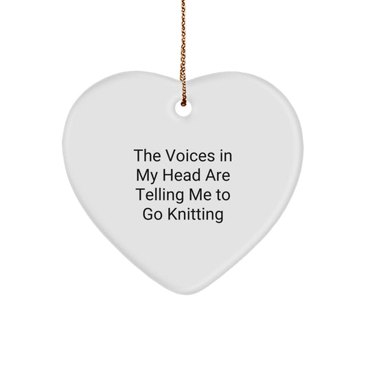 Funny Knitting Heart Ornament Gifts from Family, Friends, or Coworkers for Knitting Enthusiasts, Women, or Men, Christmas Unique Gifts - Image 1