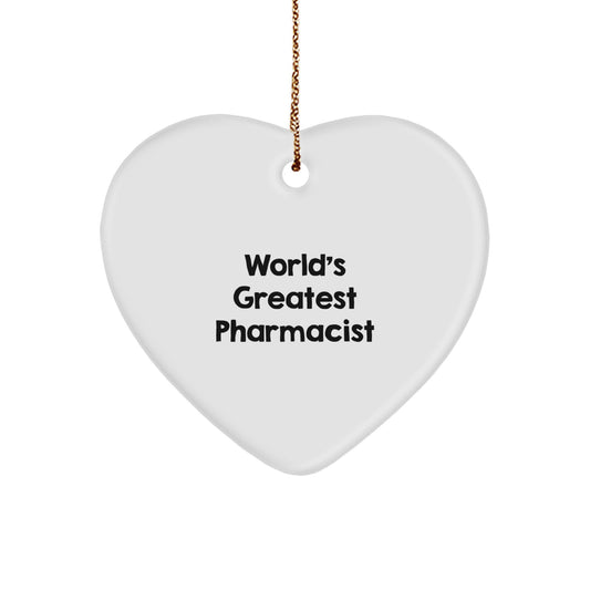 Funny Pharmacist Gifts from Friends - Heart Ornament for Christmas Unique Gifts - 'World's Greatest Pharmacist' Quote - Perfect for Coworkers, Family, or Men Pharmacist - Image 1
