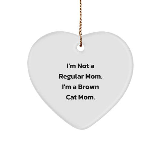 Funny Brown Cat Mom Heart Ornament Gifts from Mom to Brown Cat Lover for Christmas Unique - Image 1